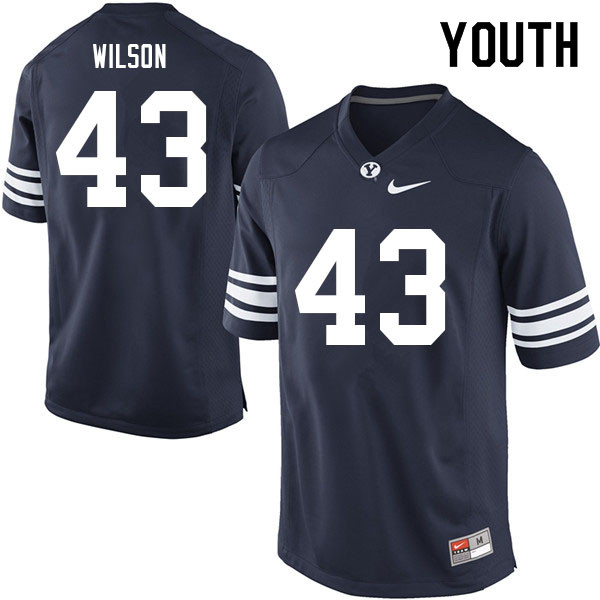Youth #43 Micah Wilson BYU Cougars College Football Jerseys Sale-Navy